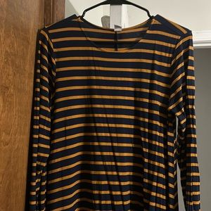 Old Navy - Side Medium - Long Sleeve Navy Striped Dress